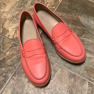 Pink leather loafers